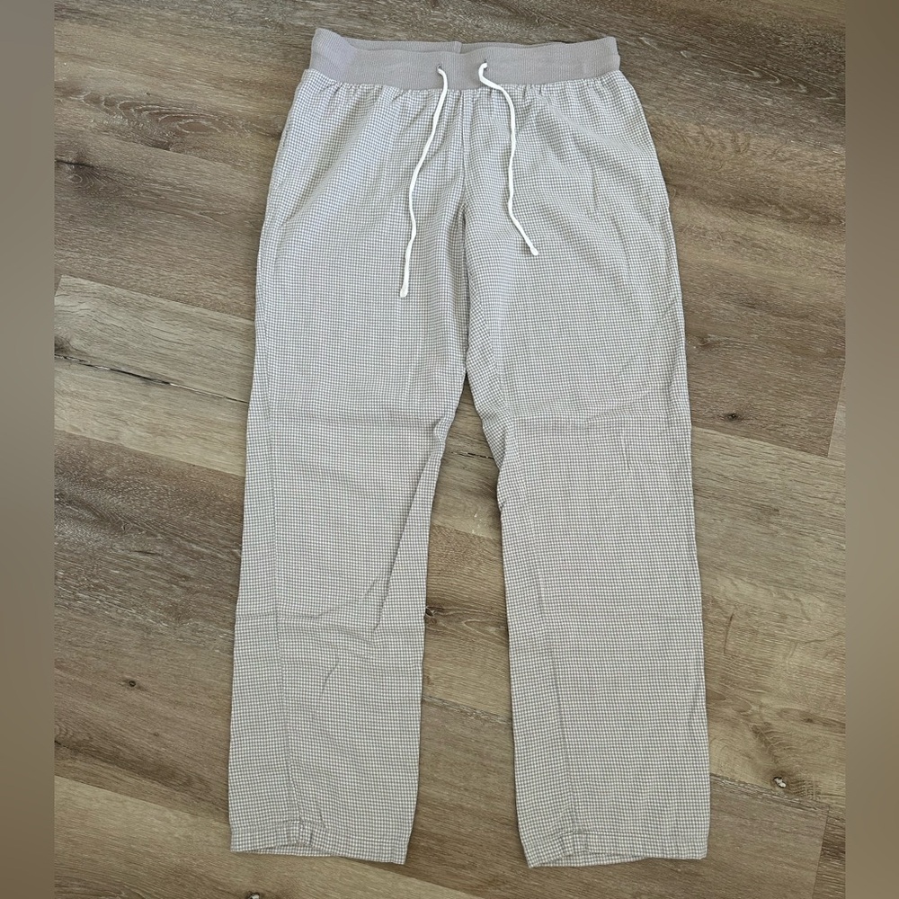 Gray and white pajama pants